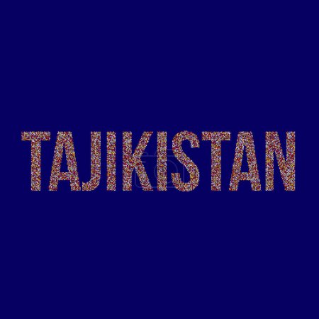 Téléchargez les illustrations : Tadjikistan Silhouette Illustration de carte de motif pixélisé - en licence libre de droit