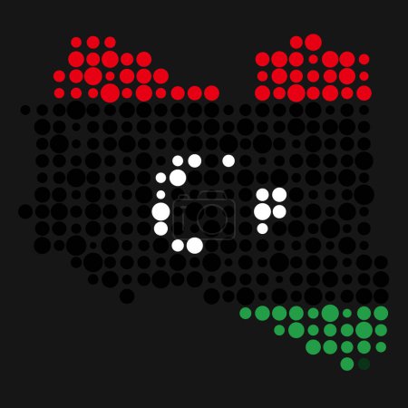 Téléchargez les illustrations : Libye Silhouette Illustration de carte de motif pixélisé - en licence libre de droit
