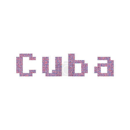 Téléchargez les illustrations : Cuba Silhouette Illustration de carte de motif pixélisé - en licence libre de droit