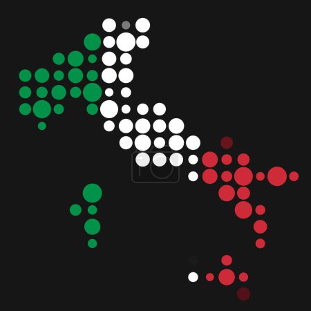 Téléchargez les illustrations : Italie Silhouette Illustration de carte de motif pixellisé - en licence libre de droit