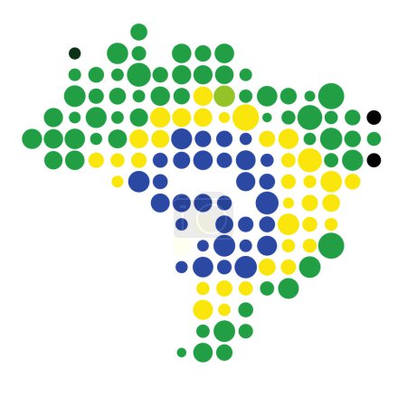Téléchargez les illustrations : Brésil Silhouette Illustration de carte de motif pixélisé - en licence libre de droit