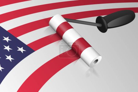 Illustration for Roller brush painting of USA flag illustration - Royalty Free Image
