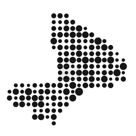 Téléchargez les illustrations : Mali Silhouette Illustration de carte de motif pixélisé - en licence libre de droit