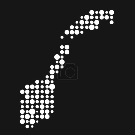 Téléchargez les illustrations : Norvège Silhouette Illustration de carte de motif pixélisé - en licence libre de droit