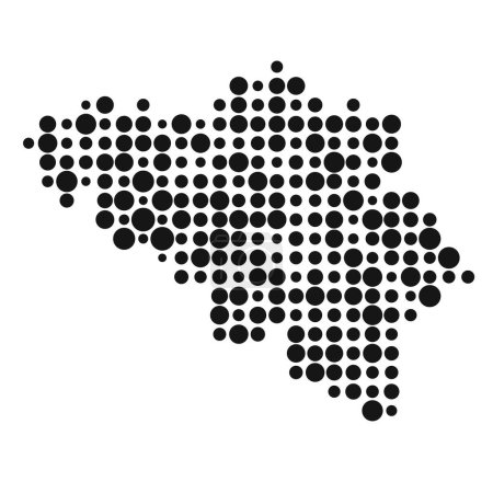 Téléchargez les illustrations : Belgique Silhouette Illustration de carte de motif pixélisé - en licence libre de droit