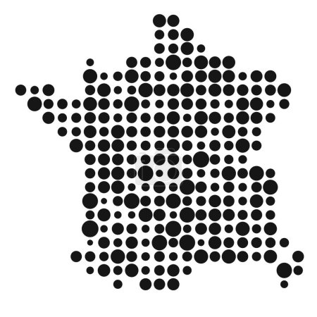 Téléchargez les illustrations : France Silhouette Illustration de carte de motif pixélisé - en licence libre de droit