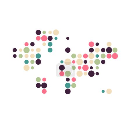 Illustration for World Silhouette Pixelated pattern map illustration - Royalty Free Image