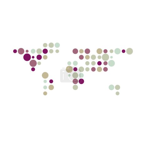 Illustration for World Silhouette Pixelated pattern map illustration - Royalty Free Image