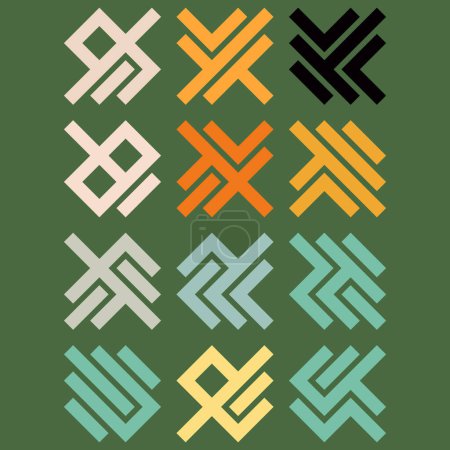 Téléchargez les illustrations : Asemic Glyph writing hieroglyph imitation abstract illustration - en licence libre de droit