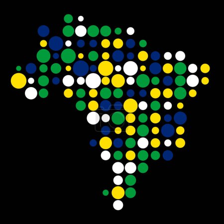 Téléchargez les illustrations : Brésil Silhouette Illustration de carte de motif pixélisé - en licence libre de droit