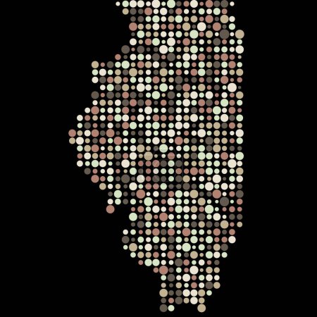 Ilustración de Illinois Silhouette Pixelated patrón mapa ilustración - Imagen libre de derechos