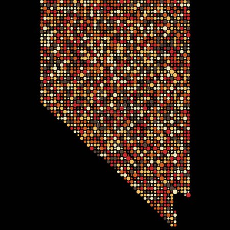 Téléchargez les illustrations : Nevada Silhouette Illustration de carte de motif pixellisé - en licence libre de droit