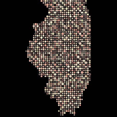Téléchargez les illustrations : Illinois Silhouette Illustration de carte de motif pixélisé - en licence libre de droit