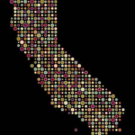 Illustration for California Silhouette Pixelated pattern map illustration - Royalty Free Image