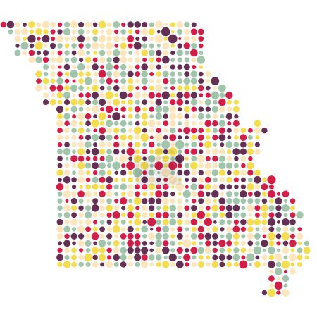 Téléchargez les illustrations : Missouri Silhouette Illustration de carte de motif pixellisé - en licence libre de droit