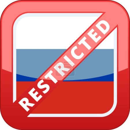 Ilustración de Restringido, la etiqueta Sanciones Rusia. Ilustración conceptual - Imagen libre de derechos