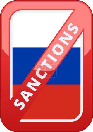 Ilustración de Sanciones etiqueta de Rusia. Ilustración conceptual - Imagen libre de derechos