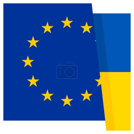 Téléchargez les illustrations : Drapeau de l'Union européenne une icône Ukraine illustration - en licence libre de droit