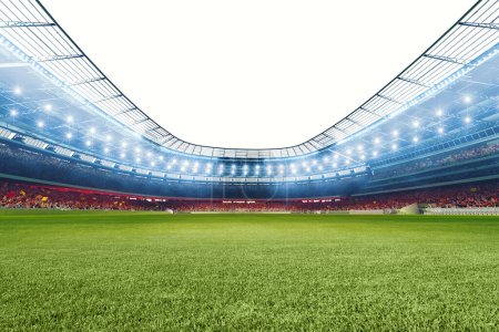 Téléchargez les photos : Vue moderne sur le stade de football avec herbe verte - en image libre de droit