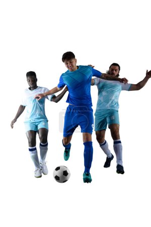 Foto de Jugadores de fútbol juegan con balón de fútbol en un partido - Imagen libre de derechos