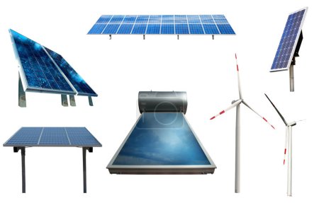 Foto de Recogida del sistema de energía con generador de energía solar y eólica - Imagen libre de derechos