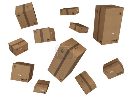 Foto de Cardboard boxes. shopping , delivery and moving concepts. 3d render - Imagen libre de derechos