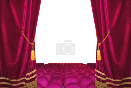 Photo for Red cinema and theater curtains, concept of show - Royalty Free Image