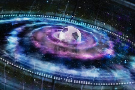 Photo for Universe with stars and soccer ball in the center - Royalty Free Image