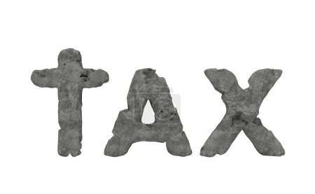 Foto de Piedra de impuestos. compensación onerosa que debe pagarse a las entidades públicas. renderizado 3d - Imagen libre de derechos