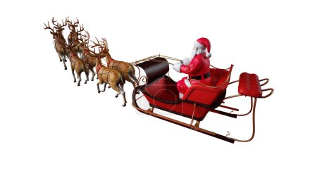 santa claus in a sleigh ready to deliver presents. 3d render