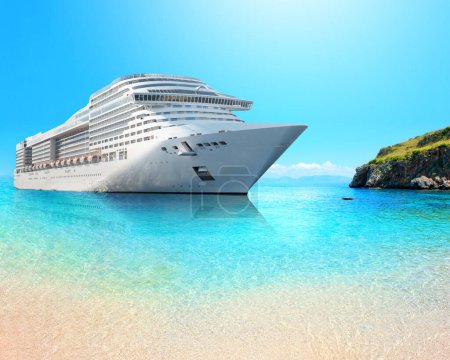 Luxury cruise ship ready for summertime in a crystalline sea
