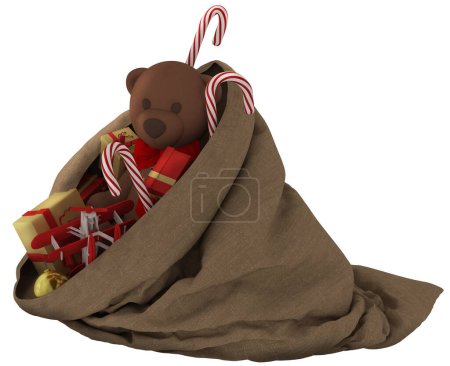 Téléchargez les photos : Santa sac plein de cadeaux de Noël prêt à livrer - en image libre de droit