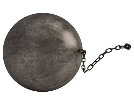 Photo for Isolated render of a big ball and chain - Royalty Free Image