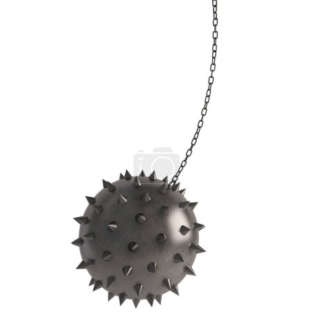 Photo for Iron ball with spikes. Concept of difficult and obstacle. 3d rendering - Royalty Free Image