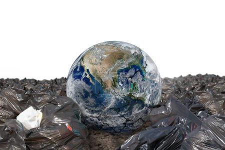 Foto de Tierra rodeada de basura indiferenciada. Mundo proporcionado por la NASA - Imagen libre de derechos
