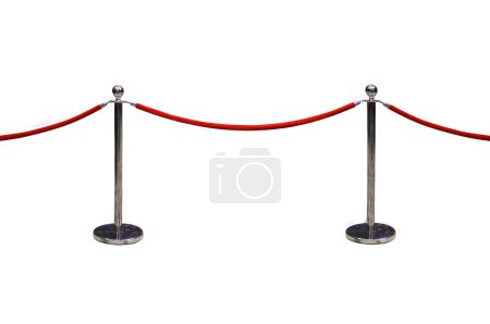 Photo for Closed event of vip zone delimited by barriers red rope - Royalty Free Image