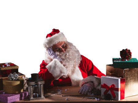 Photo for Tired santa claus is sleeping due to xmas overwork - Royalty Free Image