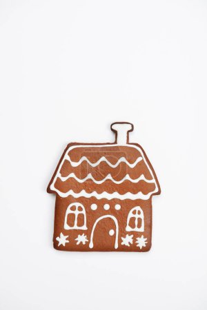 Photo for The hand-made eatable gingerbread house on white background - Royalty Free Image