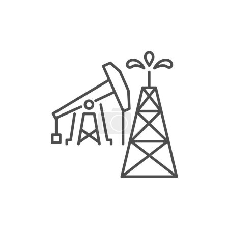 Illustration for Oil rig and pump related vector linear icon. Isolated on white background. Vector illustration. Editable stroke - Royalty Free Image