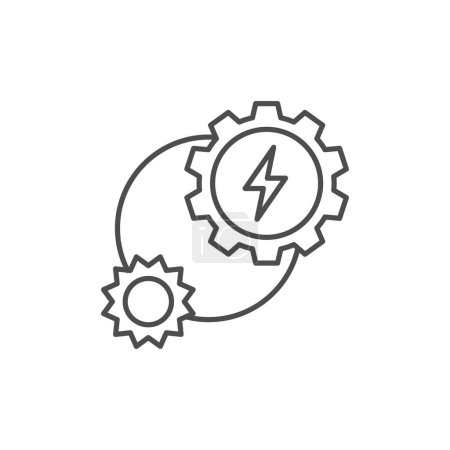 Illustration for Sun energy related vector linear icon. Gear,lightning. Eco energy. Vector outline illustration Isolated on white background. Editable stroke - Royalty Free Image
