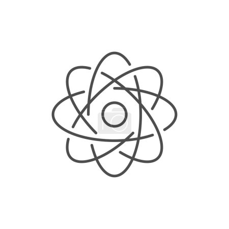 Illustration for Atom related vector line icon. Vector outline illustration Isolated on white background. Nuclear energy source. Atom core with electrons orbits. Science, physics and chemistry symbol. Editable stroke - Royalty Free Image