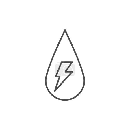 Illustration for Water energy related vector linear icon. Water drop with lightning inside. Hydro power. Vector outline illustration Isolated on white background. Editable stroke - Royalty Free Image