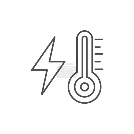 Illustration for Thermometer related vector linear icon. Air temperature measurement. Vector outline illustration Isolated on white background. Editable stroke - Royalty Free Image