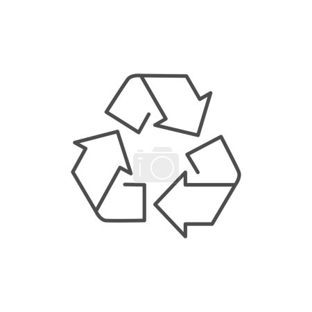 Illustration for Recycling sign related vector linear icon. Environment protection contour symbol. Recycle arrows sign. Vector outline illustration Isolated on white background. Editable stroke - Royalty Free Image