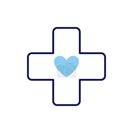 Illustration for Medical Cross related vector line icon. Heart. Isolated on white background. Vector illustration. Editable stroke - Royalty Free Image