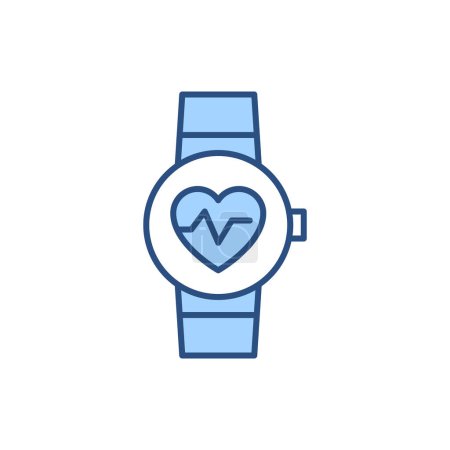 Illustration for Smart Watch Medical Service related vector line icon. Heartbeat. Isolated on white background. Vector illustration. Editable stroke - Royalty Free Image