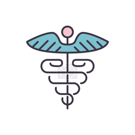 Illustration for Caduceus related vector line icon. Isolated on white background. Vector illustration. Editable stroke - Royalty Free Image
