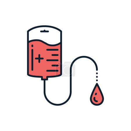 Illustration for Blood Donation related vector line icon. Charitable contribution. Voluntary procedure. Donating plasma. Healthcare charity campaign. Isolated on white background. Vector illustration. Editable stroke - Royalty Free Image
