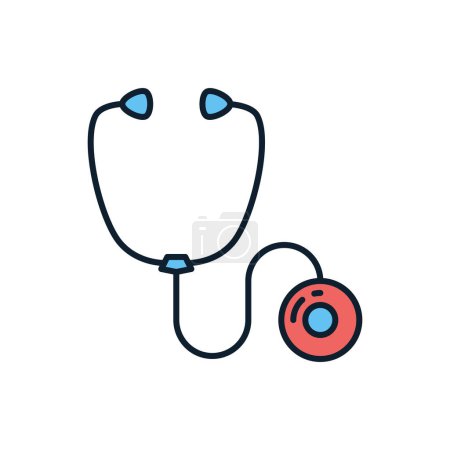 Illustration for Stethoscope related vector line icon. Isolated on white background. Vector illustration. Editable stroke - Royalty Free Image
