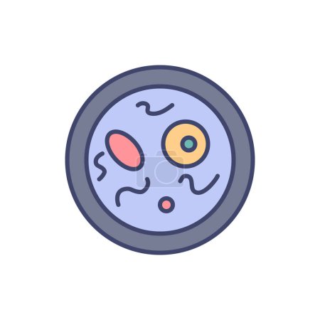 Illustration for Bacteriology related vector line icon. Gut microbiota color icon. Microorganisms. Gut flora. Intestinal microflora. Bacteria, archaea and fungi. Vector illustration. Editable stroke - Royalty Free Image